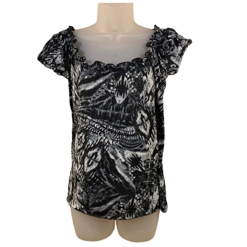 VTG Ruffled Y2K Top S Puff Sleeve Whimsigoth Fairygrunge Artsy Dark Boho Sheer